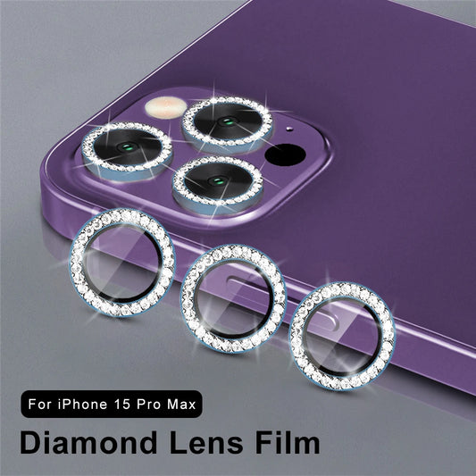 9D Diamond Camera Protector For Iphone 16 Pro Max Camera Tempered Glass For Iphone 15 13 mini 14 Pro Max Ring Cover Case Film