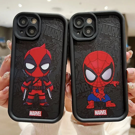 Funda de silicona suave con diseño de Spider-Man de Marvel para iPhone 16, 15, 14, 13 Pro Max, 12, 11 Pro, XR, XS Max, 7, 8 Plus, SE 2020