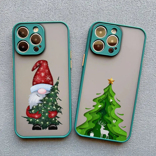 Merry Christmas Tree Santa Claus Phone Case For iphone XS XR 16 15 14 13 12 11 Pro Max Mini Plus Scenery Shockproof Back Covers