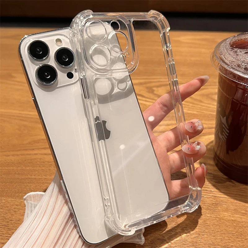 Funda transparente de lujo a prueba de golpes para iPhone 15, 14, 13, 12 y 11 Pro