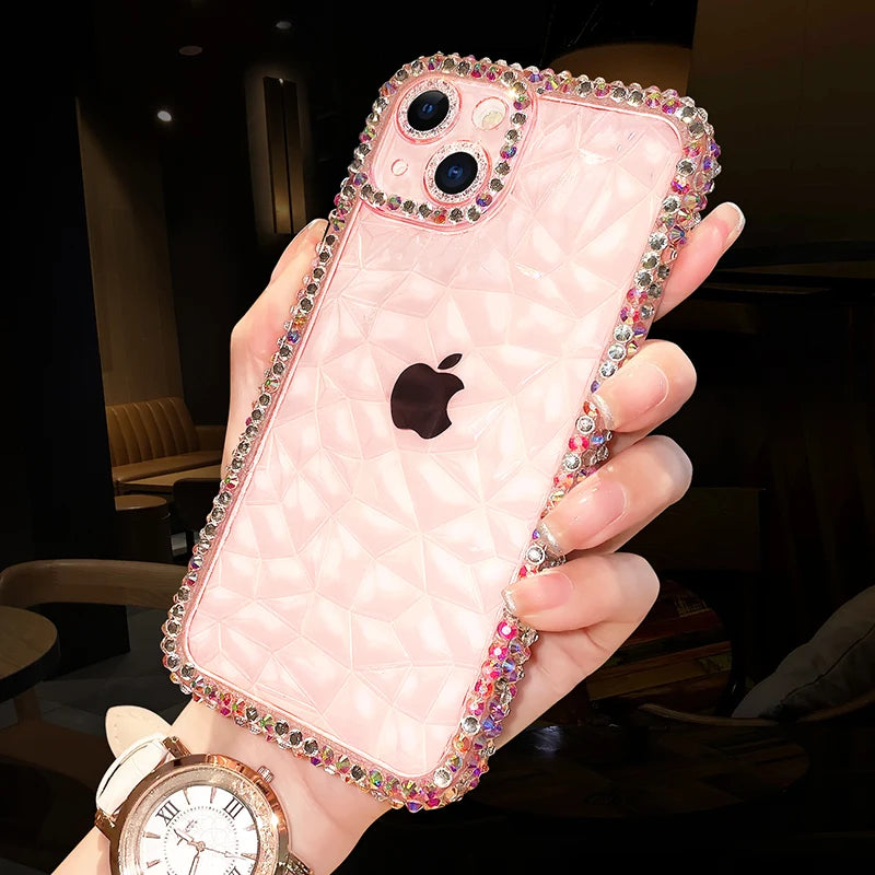 Luxury Diamond Glitter Case For iPhone 13 12 11 14 15 16 Pro Max X Xr Xs 8 7 16 Plus Bling Transparent Shockproof Soft TPU Cover