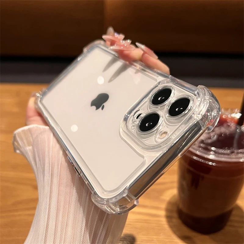 Funda transparente de lujo a prueba de golpes para iPhone 15, 14, 13, 12 y 11 Pro