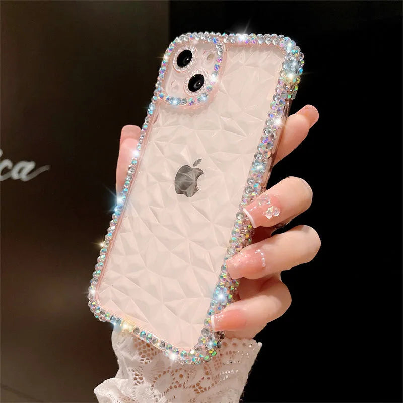 Luxury Diamond Glitter Case For iPhone 13 12 11 14 15 16 Pro Max X Xr Xs 8 7 16 Plus Bling Transparent Shockproof Soft TPU Cover