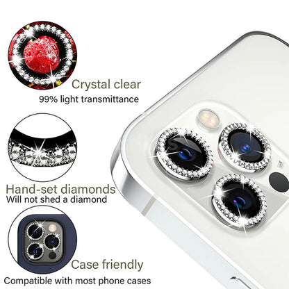 9D Diamond Camera Protector For Iphone 16 Pro Max Camera Tempered Glass For Iphone 15 13 mini 14 Pro Max Ring Cover Case Film