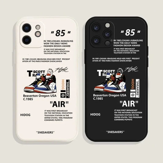 Funda para teléfono con marca deportiva AIR Street Sports de Ins Off 85 para iPhone 16, 13, 12, 11, XR Plus, 14, 15 Pro Max, etiqueta blanca, contraportada