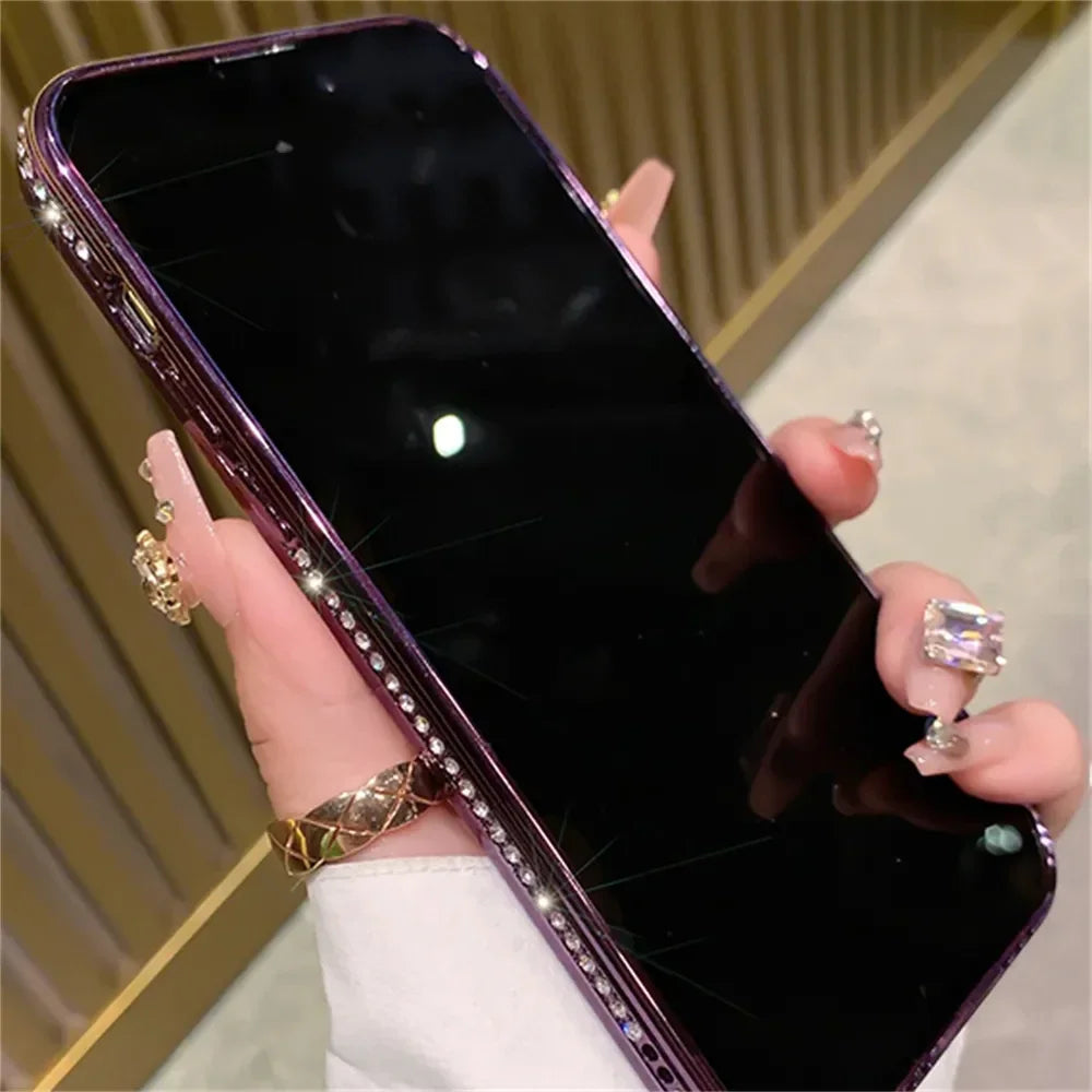 2024 New Fashion Glitter Diamond Transparent Case For iPhone 16 15 14 Plus Pro Max Magnetic Wireless Charge Back Cover - (KR1001)