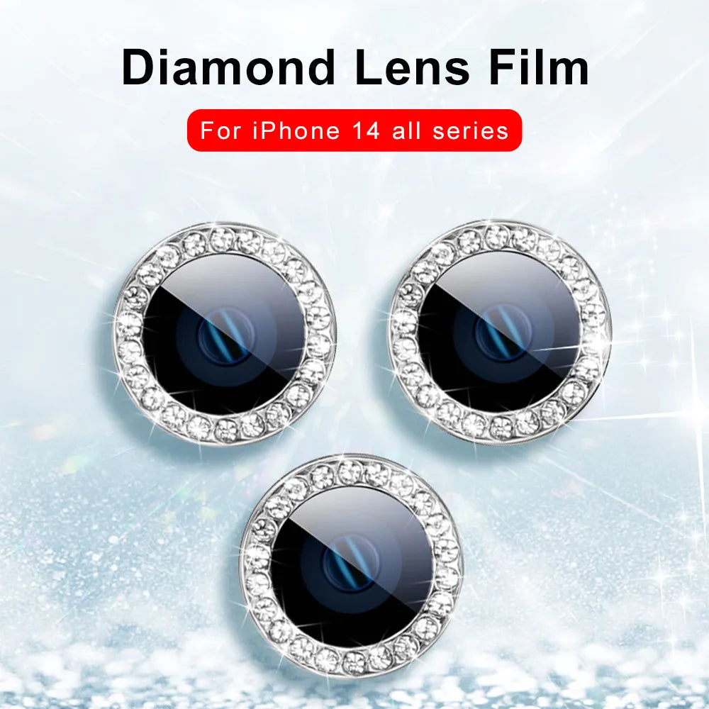 9D Diamond Camera Protector For Iphone 16 Pro Max Camera Tempered Glass For Iphone 15 13 mini 14 Pro Max Ring Cover Case Film