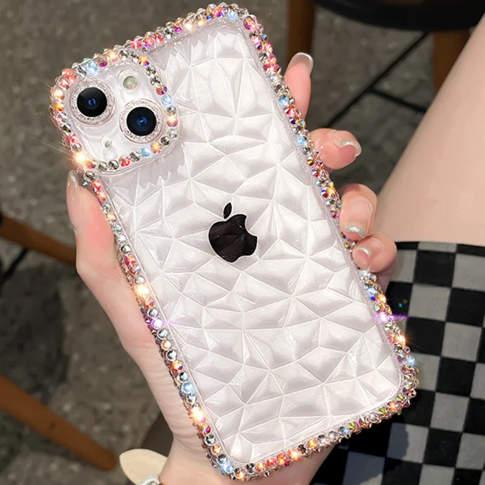 Luxury Diamond Glitter Case For iPhone 13 12 11 14 15 16 Pro Max X Xr Xs 8 7 16 Plus Bling Transparent Shockproof Soft TPU Cover