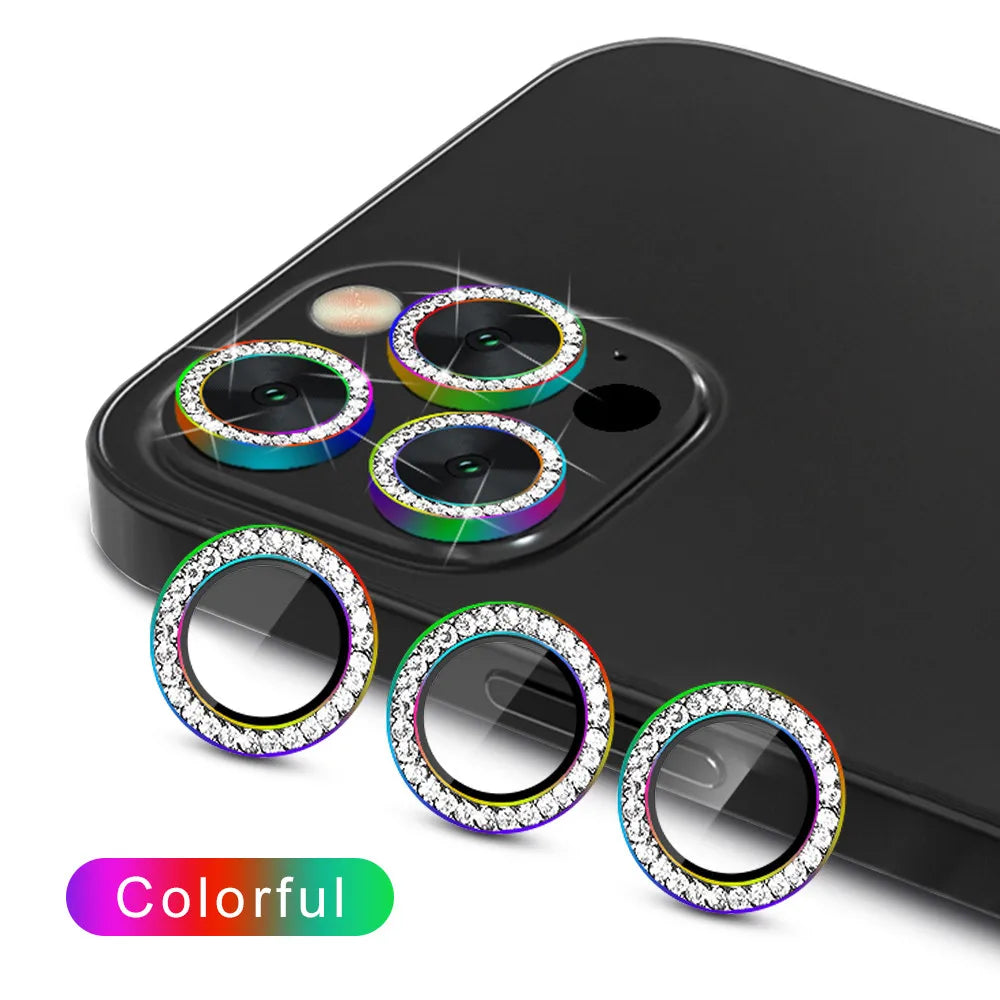 9D Diamond Camera Protector For Iphone 16 Pro Max Camera Tempered Glass For Iphone 15 13 mini 14 Pro Max Ring Cover Case Film